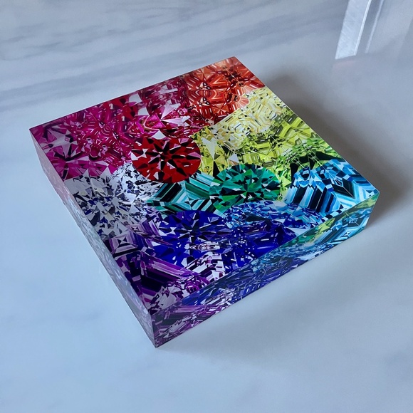 Ashley Longshore Other - Gorgeous New Ashley Longshore Acrylic Trinket Tray Colorful Gems 6" Square